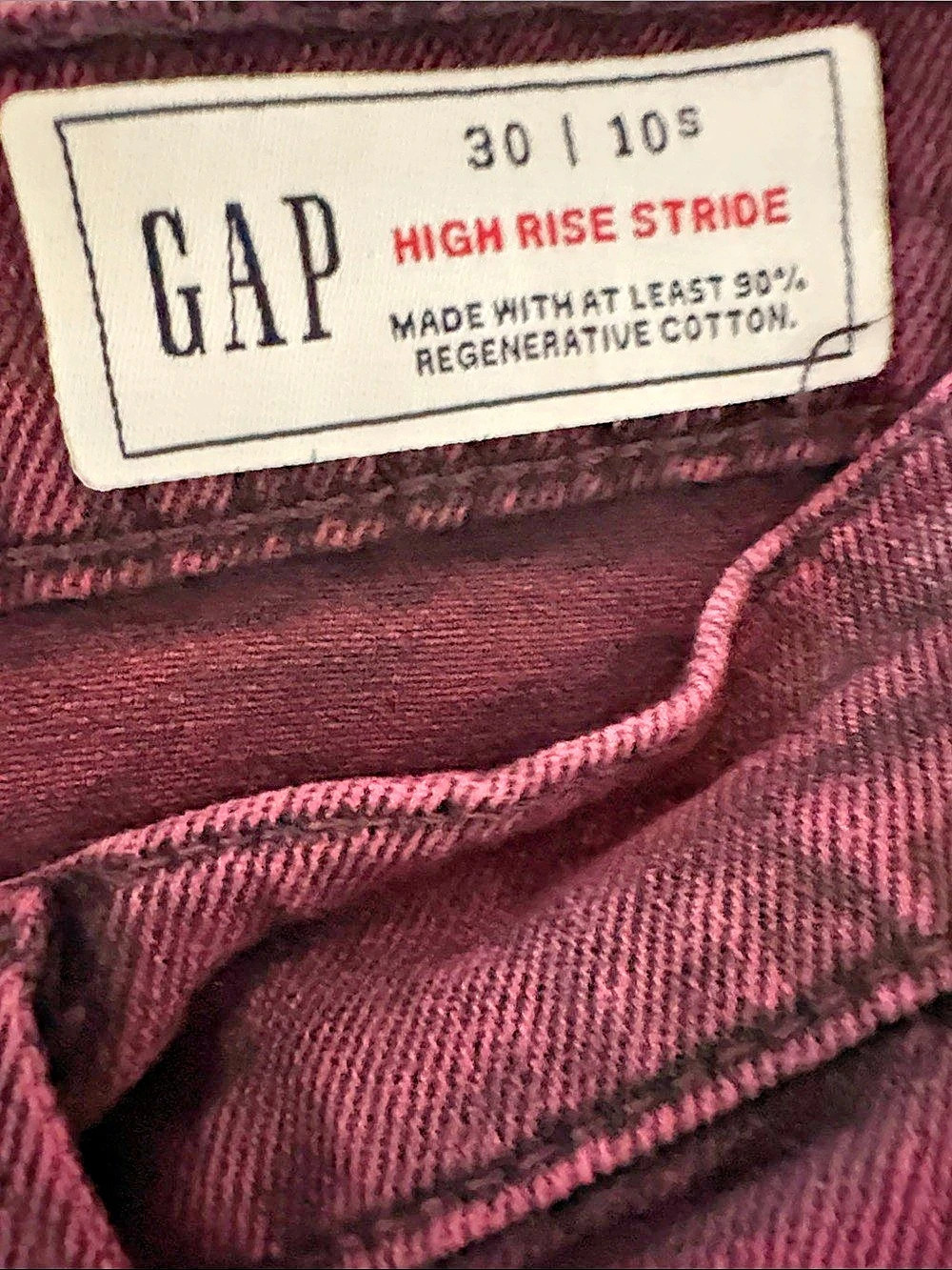 Gap High Rise Stride Jeans Maroon Waist 30 Length 30 Like New - Picture 3 of 3